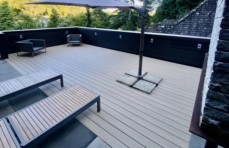 Finished AZEK PVC roof deck in High Park